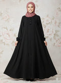 Modren Flared Abaya- Black_tassel