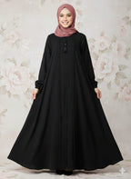 Modren Flared Abaya- Black_tassel