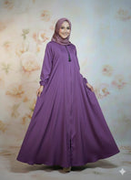 Modren Flared Abaya- Purple_tassel