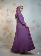 Modren Flared Abaya- Purple_tassel