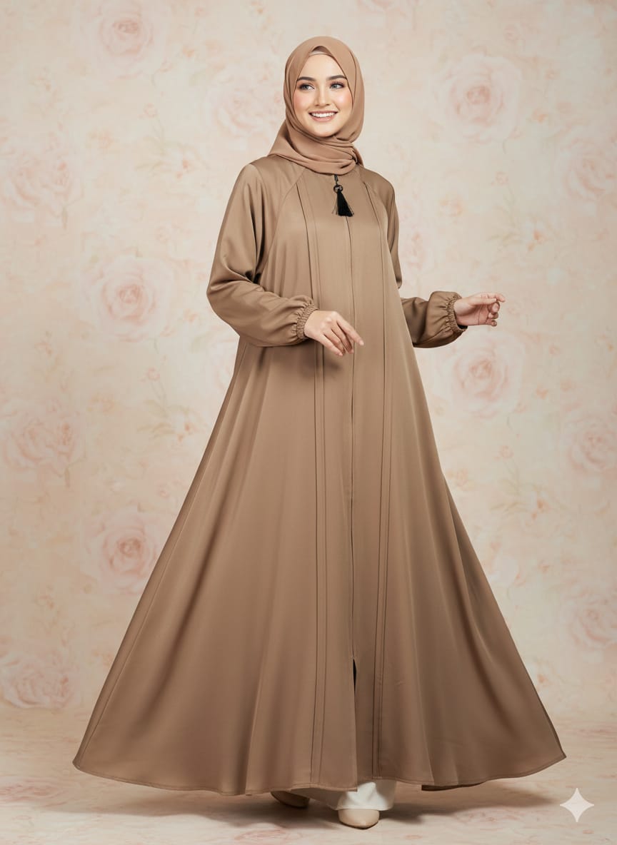 Modren Flared Abaya- Skin_tassel