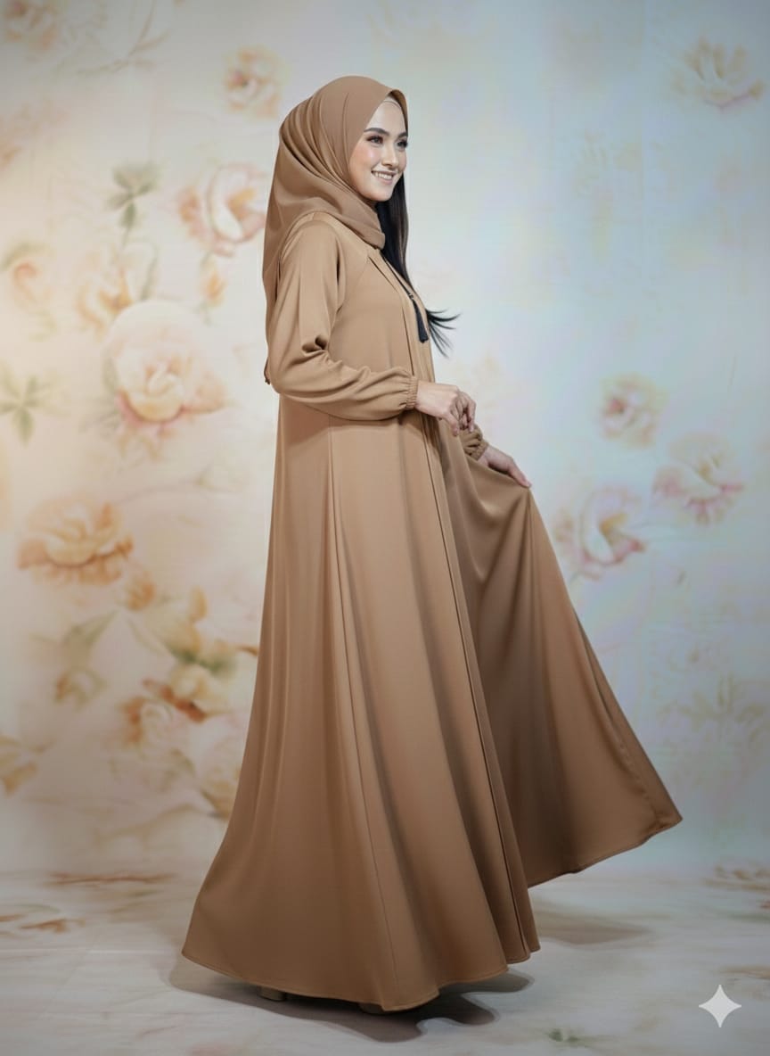 Modren Flared Abaya- Skin_tassel