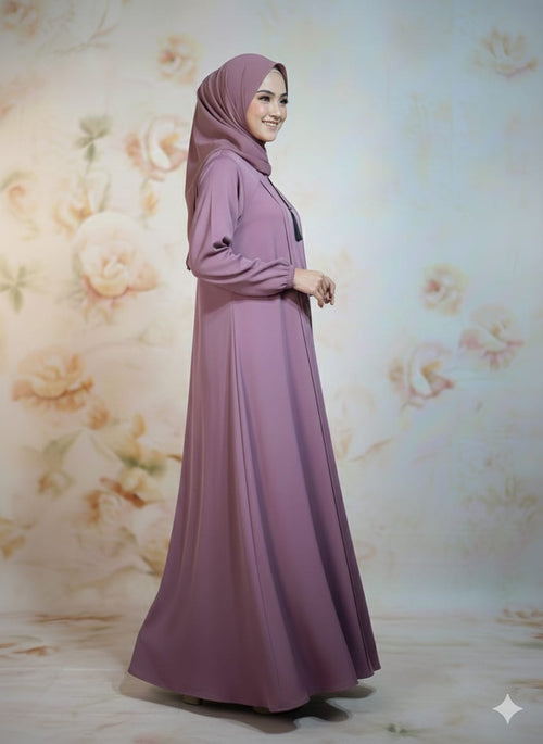 Modren Flared Abaya- Pink_tassel