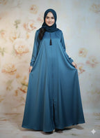 Modren Flared Abaya-Blue _tassel
