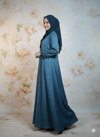 Modren Flared Abaya-Blue _tassel