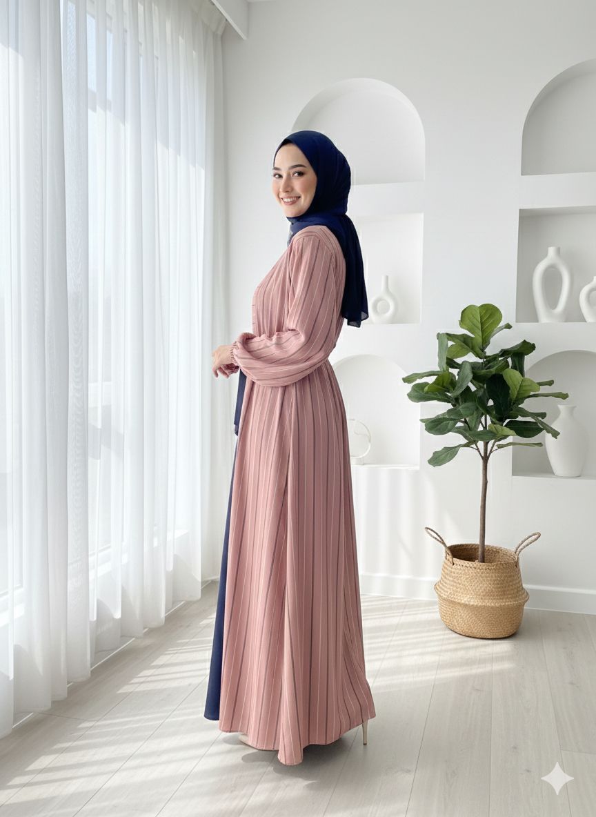 The Aurora Abaya - Dusty Pink (Silk Georgette Blend)