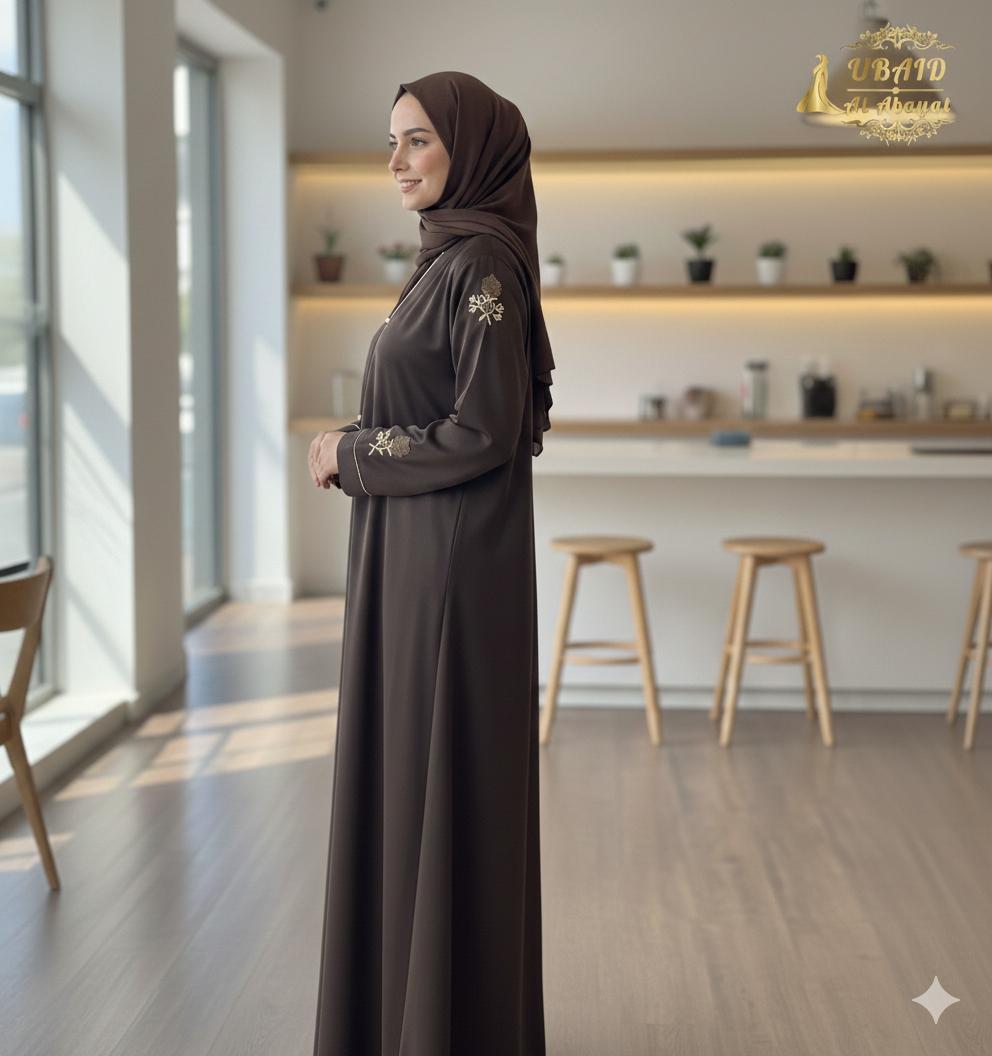 The Aura Abaya (Premium Nida with Floral Embroidery)