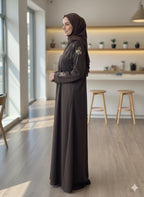 The Aura Abaya (Premium Nida with Floral Embroidery)