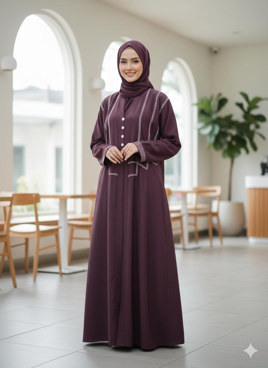 The Amethyst Abaya (Premium Nida with Dori Work)