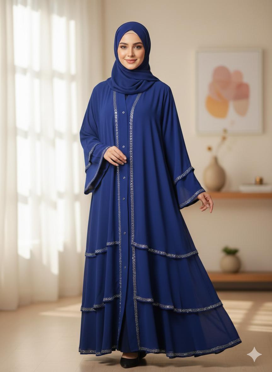 The Navy Divine Abaya (Premium Nida)