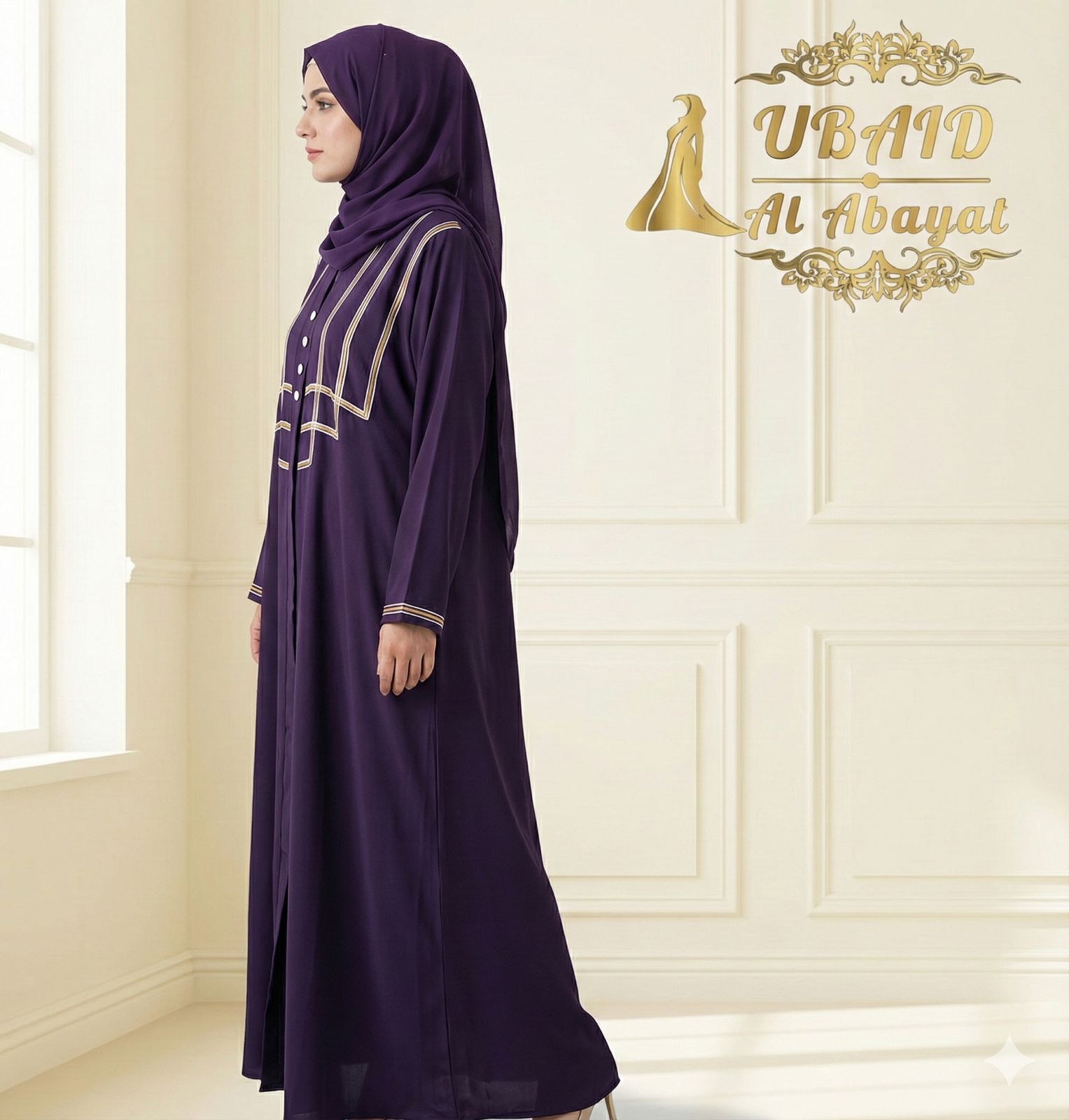 The Triple Grace Abaya (Royal Purple Edition With 3-Layer Dori Work)