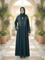 The Triple Grace Abaya (Deep Emerald Edition With 3-Layer Dori Work)