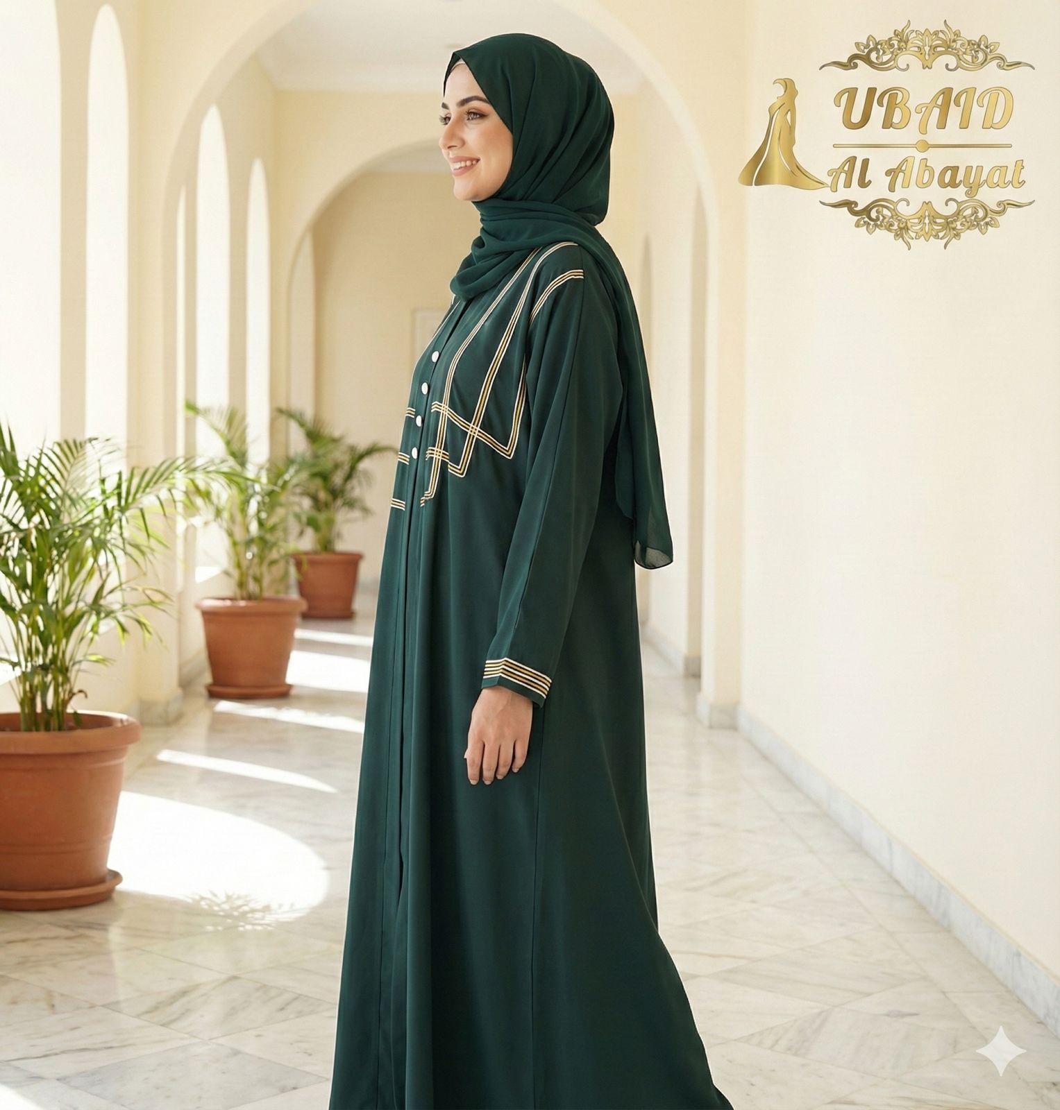 The Triple Grace Abaya (Deep Emerald Edition With 3-Layer Dori Work)
