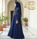 The Triple Grace Abaya (Navy Blue Edition  Dori Work)