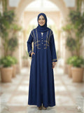 The Triple Grace Abaya (Navy Blue Edition  Dori Work)