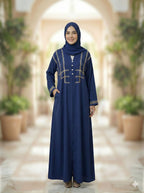 The Triple Grace Abaya (Navy Blue Edition  Dori Work)