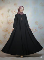 Modren Flared Abaya- Black_tassel