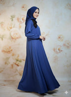 Modren Flared Abaya- Navy_tassel