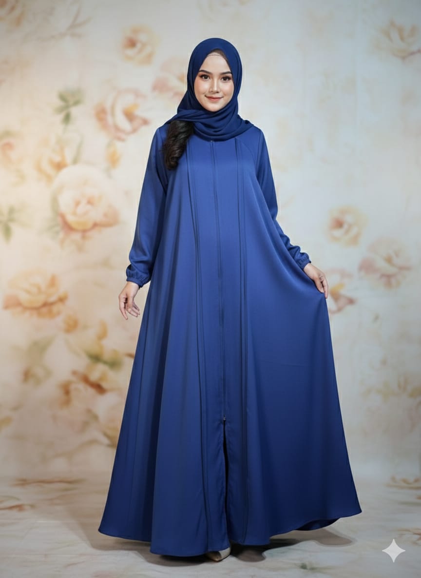 Modren Flared Abaya- Navy_tassel